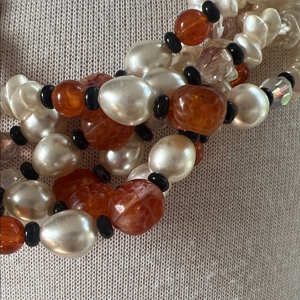 Elegant Multi-Strand Pearl and Bead Necklace - Picture 2 of 3